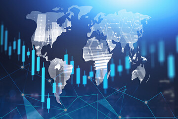 World map, graphs and network interface