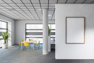 White open space office with poster