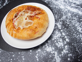 pizza bread on a white plate