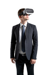 Obraz na płótnie Canvas Portrait of young man using virtual reality glasses