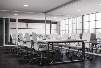 Gray and white conference room corner