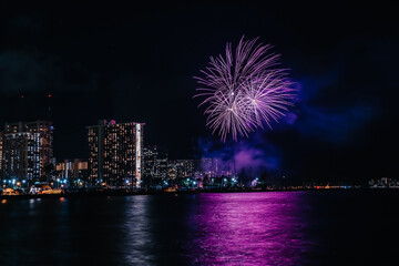 Fireworks in Waikiki, Honolulu, Oahu, Hawaii
