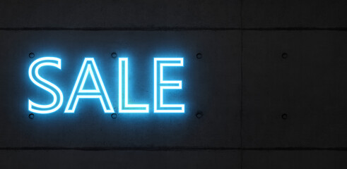neon light SALE symbol as text - 3D Illustration