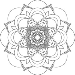 Fototapeta premium Easy Mandala coloring book simple and basic for beginners, seniors and children. Set of Mehndi flower pattern for Henna drawing and tattoo. Decoration in ethnic oriental, Indian style.