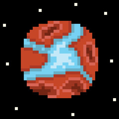 Planet in space. Planet pixel art.