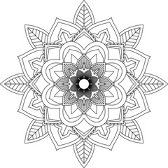 Easy Mandala coloring book simple and basic for beginners, seniors and children. Set of Mehndi flower pattern for Henna drawing and tattoo. Decoration in ethnic oriental, Indian style.