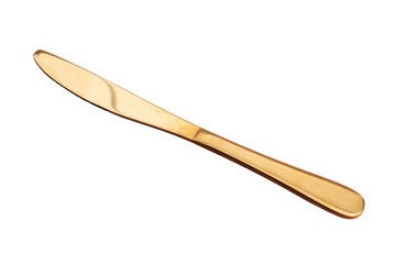 Gold knife on a white background. Cutlery.