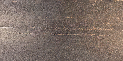 view from above on texture of old asphalt road