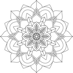 Easy Mandala coloring book simple and basic for beginners, seniors and children. Set of Mehndi flower pattern for Henna drawing and tattoo. Decoration in ethnic oriental, Indian style.