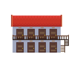 Room for rent pixel art. Vector picture.
