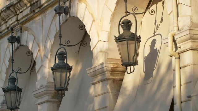 Streets of Corfu Town, architecture of Corfu old town, Greece.