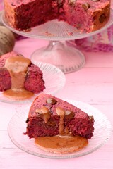 Chocolate beetroot cake with chocolate chips