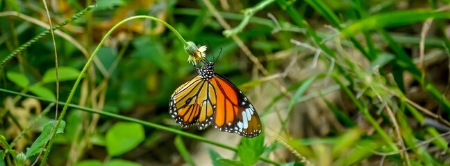 orange butterfly on grass