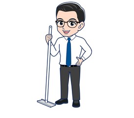 Young employee in a white shirt