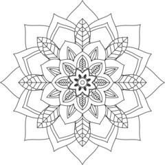 Easy Mandala coloring book simple and basic for beginners, seniors and children. Set of Mehndi flower pattern for Henna drawing and tattoo. Decoration in ethnic oriental, Indian style.	
