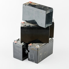 Old battery for recycle. Ecology concept