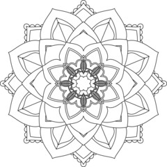 Fototapeta premium Easy Mandala coloring book simple and basic for beginners, seniors and children. Set of Mehndi flower pattern for Henna drawing and tattoo. Decoration in ethnic oriental, Indian style. 