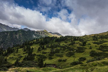 beautiful green mountain landscape while hiking