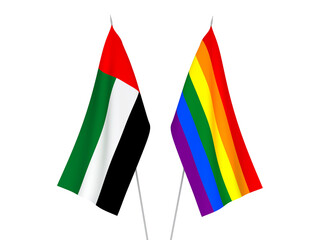 United Arab Emirates and Rainbow gay pride flags