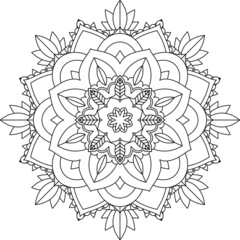 Easy Mandala coloring book simple and basic for beginners, seniors and children. Set of Mehndi flower pattern for Henna drawing and tattoo. Decoration in ethnic oriental, Indian style.