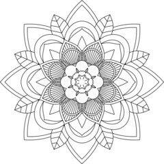 Easy Mandala coloring book simple and basic for beginners, seniors and children. Set of Mehndi flower pattern for Henna drawing and tattoo. Decoration in ethnic oriental, Indian style.