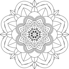 Easy Mandala coloring book simple and basic for beginners, seniors and children. Set of Mehndi flower pattern for Henna drawing and tattoo. Decoration in ethnic oriental, Indian style.