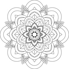 Easy Mandala coloring book simple and basic for beginners, seniors and children. Set of Mehndi flower pattern for Henna drawing and tattoo. Decoration in ethnic oriental, Indian style.