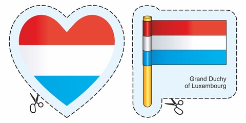 Flag of Luxembourg, Grand Duchy of Luxembourg. Vector cut sign here, isolated on white. Can be used for design, stickers, souvenirs.