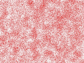 Red background, 
tiny red dots of different sizes on a white background