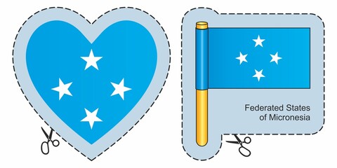 Flag of the Federated States of Micronesia. Vector cut sign here, isolated on white. Can be used for design, stickers, souvenirs.