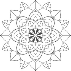 Easy Mandala coloring book simple and basic for beginners, seniors and children. Set of Mehndi flower pattern for Henna drawing and tattoo. Decoration in ethnic oriental, Indian style.