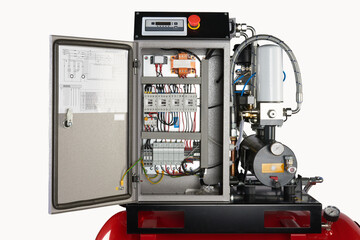Air compressor. Professional equipment and tools. Industrial appliances. Isolated background