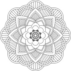 Easy Mandala coloring book simple and basic for beginners, seniors and children. Set of Mehndi flower pattern for Henna drawing and tattoo. Decoration in ethnic oriental, Indian style.