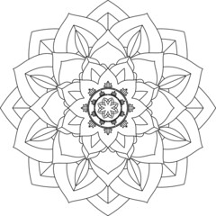 Easy Mandala coloring book simple and basic for beginners, seniors and children. Set of Mehndi flower pattern for Henna drawing and tattoo. Decoration in ethnic oriental, Indian style.