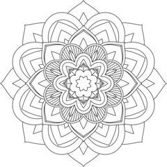 Easy Mandala coloring book simple and basic for beginners, seniors and children. Set of Mehndi flower pattern for Henna drawing and tattoo. Decoration in ethnic oriental, Indian style.