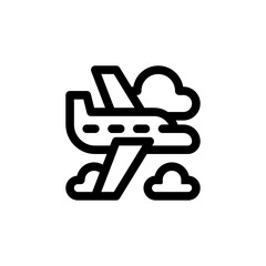 Plane taking off in the air with cloud Icon, Logo, Vector