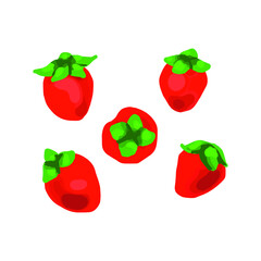 set of strawberry images in vector illustration