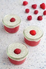 Raspberry coconut chia pudding