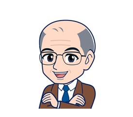 White-haired man in green short sleeves