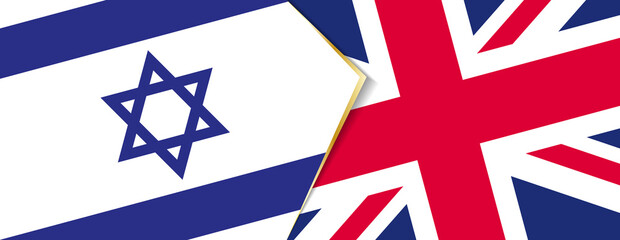 Israel and United Kingdom flags, two vector flags.