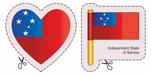 Flag of Samoa. Vector cut sign here, isolated on white. Can be used for design, stickers, souvenirs.