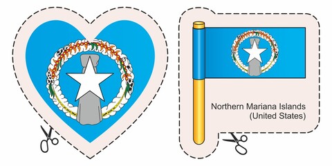 Flag of the Northern Mariana Islands. Commonwealth of the Northern Mariana Islands. Territories of the United States. Vector cut sign here, isolated on white. Can be used for design, stickers, souveni