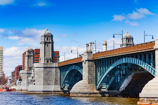 View from bellow of Longfellow Bridge over Charles river in Boston Massachusetts, USA
