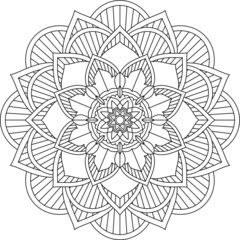 Easy Mandala coloring book simple and basic for beginners, seniors and children. Set of Mehndi flower pattern for Henna drawing and tattoo. Decoration in ethnic oriental, Indian style.