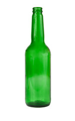 Empty green bottle beer isolated on the white