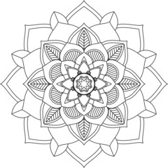 Easy Mandala coloring book simple and basic for beginners, seniors and children. Set of Mehndi flower pattern for Henna drawing and tattoo. Decoration in ethnic oriental, Indian style.