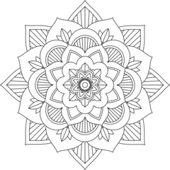 Easy Mandala coloring book simple and basic for beginners, seniors and children. Set of Mehndi flower pattern for Henna drawing and tattoo. Decoration in ethnic oriental, Indian style.