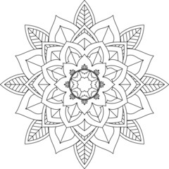 Easy Mandala coloring book simple and basic for beginners, seniors and children. Set of Mehndi flower pattern for Henna drawing and tattoo. Decoration in ethnic oriental, Indian style.