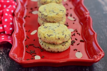 Homemade almond cookie with chocolate sprinkles