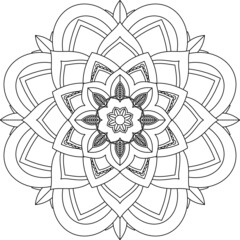 Easy Mandala coloring book simple and basic for beginners, seniors and children. Set of Mehndi flower pattern for Henna drawing and tattoo. Decoration in ethnic oriental, Indian style.